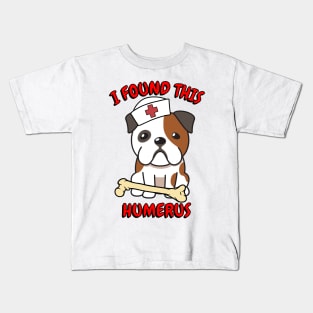 Funny bulldog tells a lame joke Kids T-Shirt